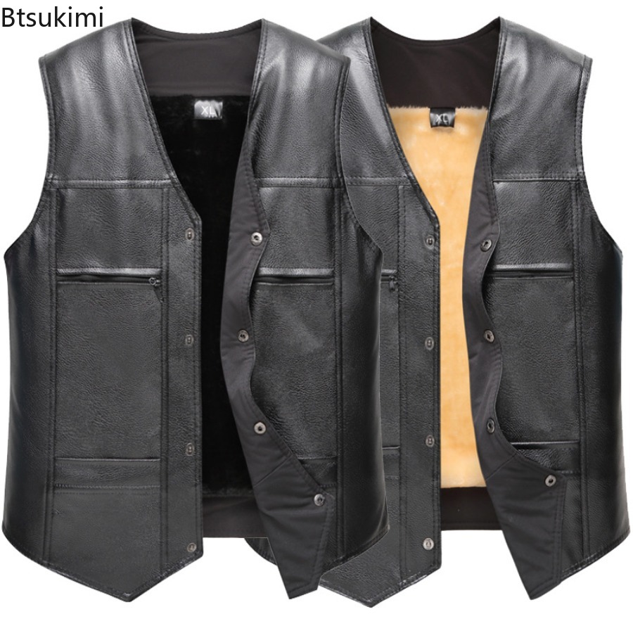 Outono inverno novo colete de  - Leather Work Vest avaliação e preço