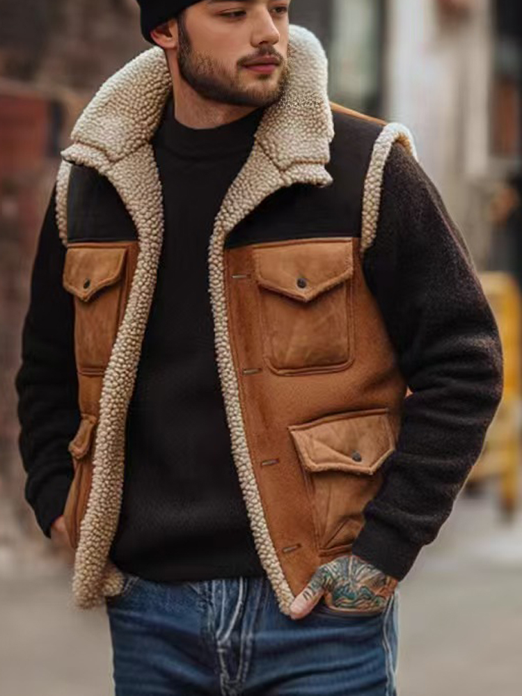 Retro masculino cardigan na mo - Leather Work Vest avaliação e preço
