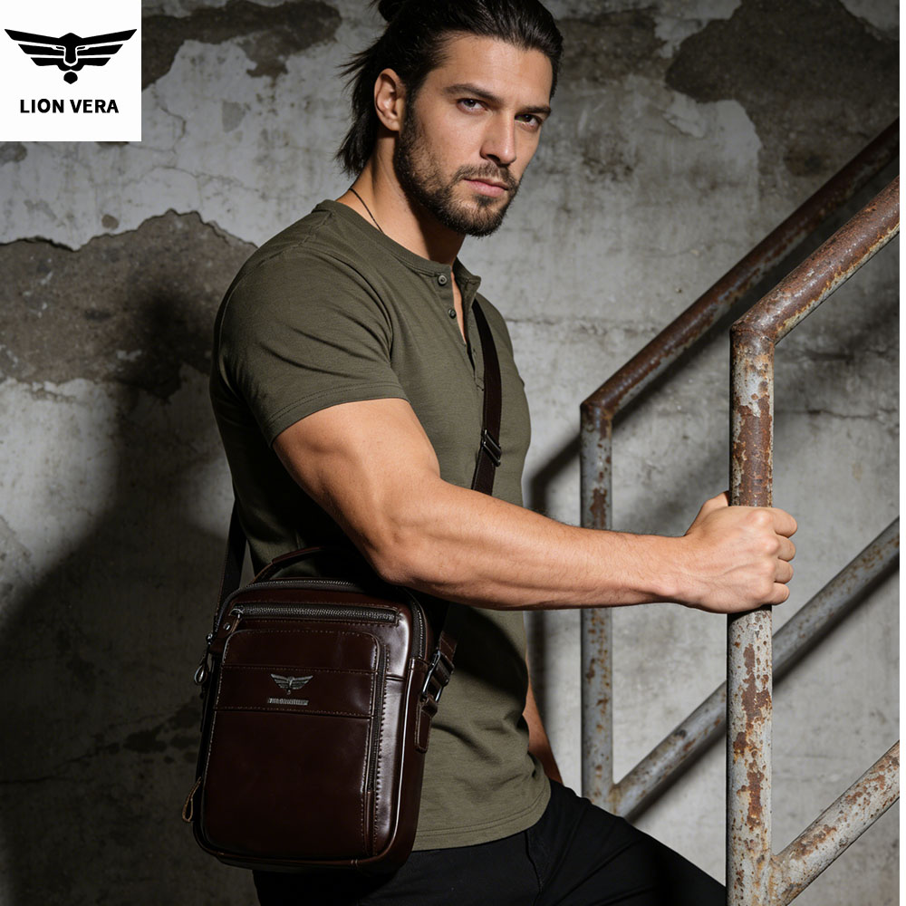 Bolsa de Ombro Masculina LION  - Leatherwork Thread avaliação e preço