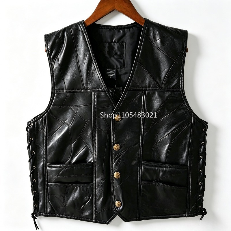 Colete Masculino Preto de Cour - Leather Work Vest avaliação e preço