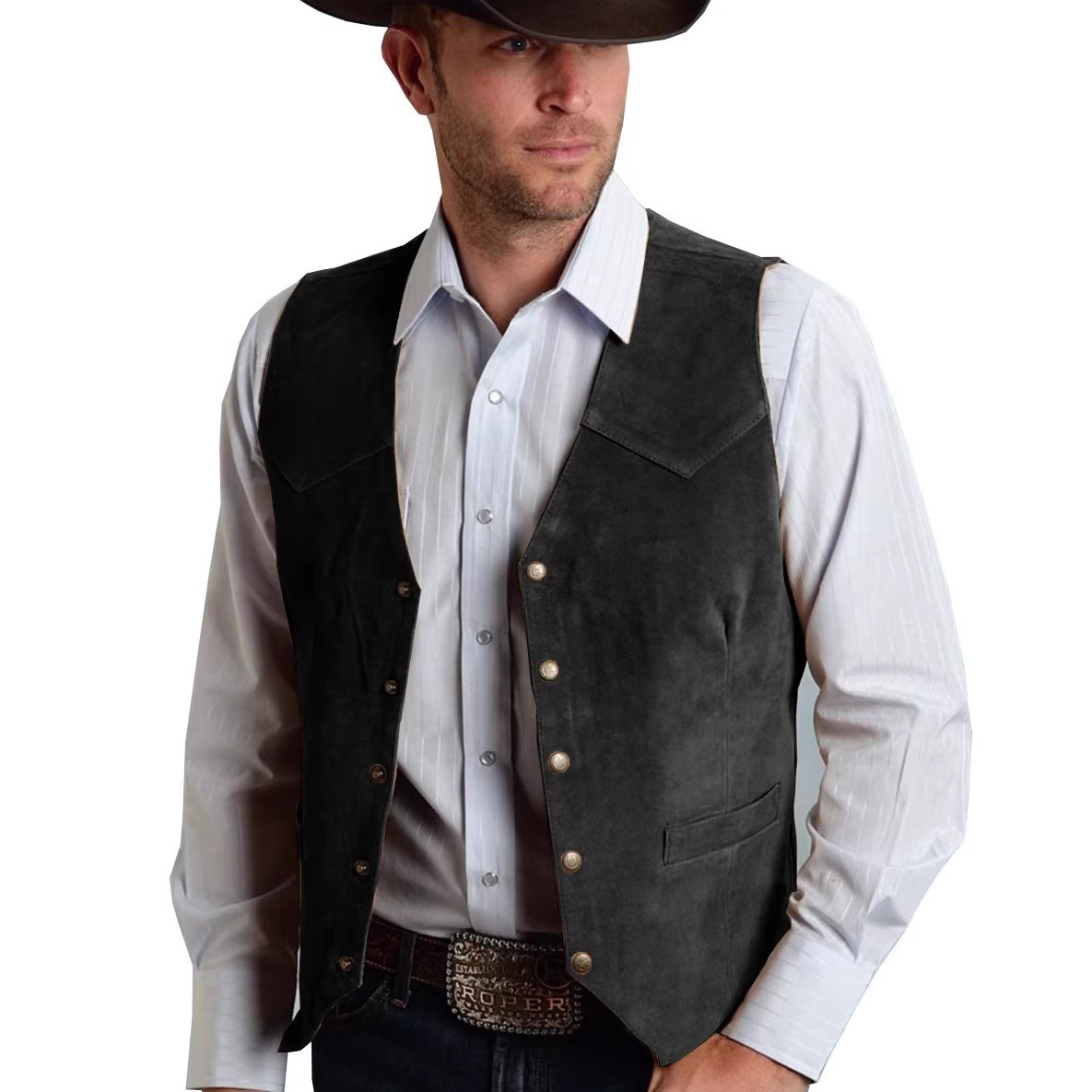Colete Masculino 2026 em Couro - Leather Work Vest avaliação e preço